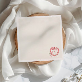 Servilleta De Papel Romántico Rojo Antiguo Escudo de Monograma Boda