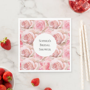 Servilleta De Papel Romántico Roses Rosados Floral Brillante Ducha