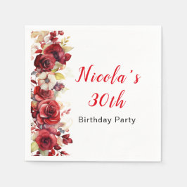 Servilleta De Papel Romántico Roses Roses Roses Floral Cumpleaños