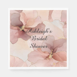 Servilleta De Papel Romántico Rubor Pink Gold Floral Bridal Shower