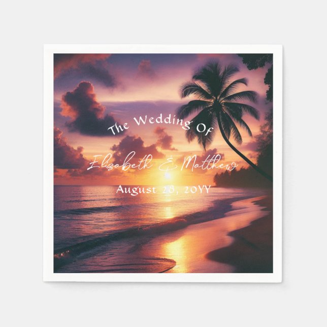 Servilleta De Papel Romántico Sunset Beach Wedding (Anverso)