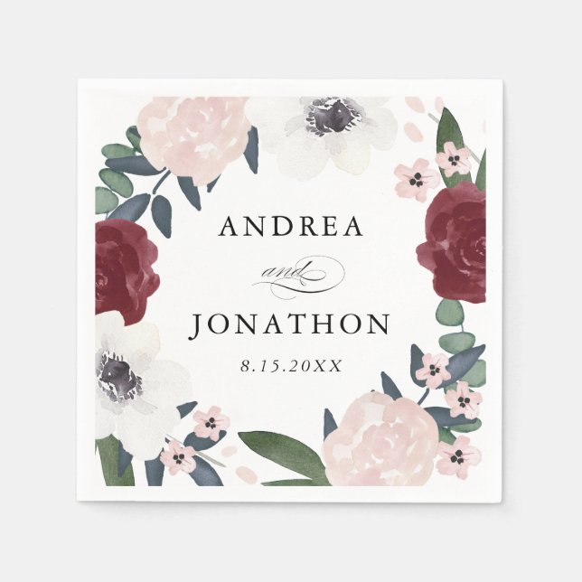 Servilleta De Papel Románticos Florals Bebidas Napkins (Anverso)