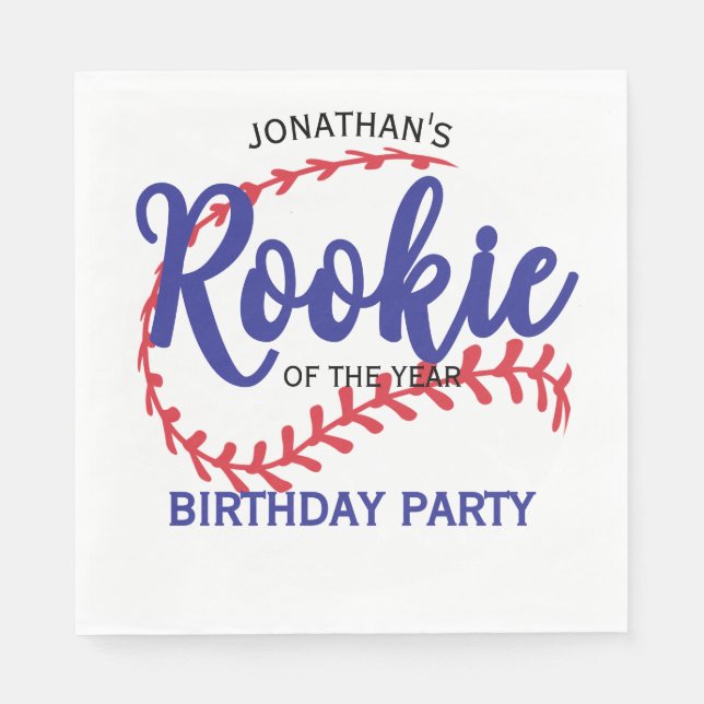 Servilleta De Papel Rookie of the Year 1st Bday Baseball (Anverso)