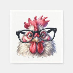 Servilleta De Papel Rooster Con Glasos Negros