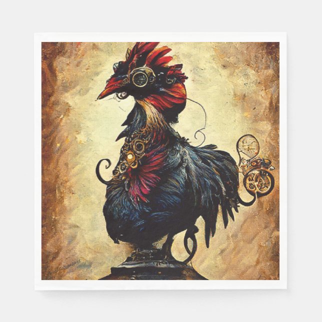 Servilleta De Papel Rooster de época (Anverso)