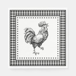 Servilleta De Papel Rooster Gingham