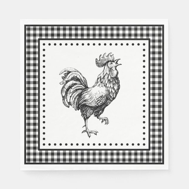 Servilleta De Papel Rooster Gingham (Anverso)