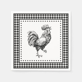 Servilleta De Papel Rooster Gingham