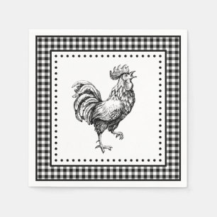 Servilleta De Papel Rooster Gingham