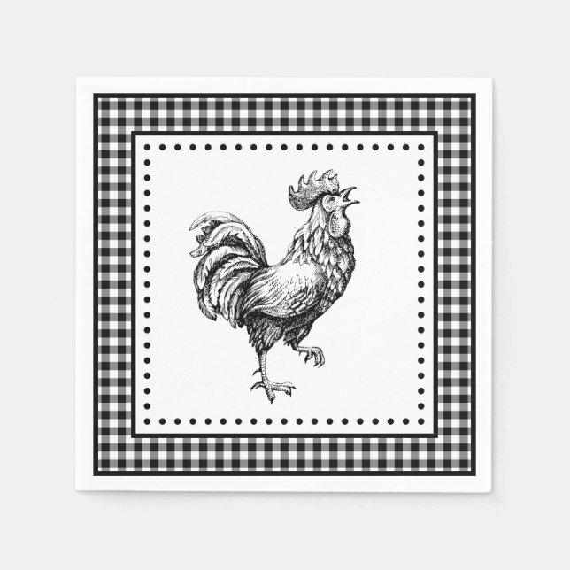 Servilleta De Papel Rooster Gingham (Anverso)