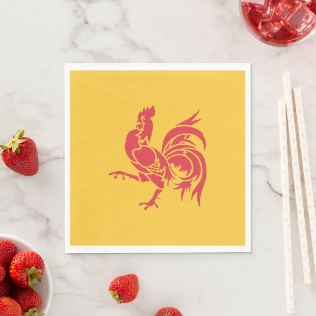 Servilleta De Papel Rooster Rojo (Bandera de Valonia) (In situ)
