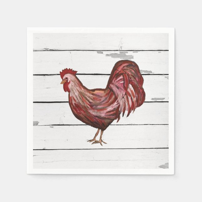 Servilleta De Papel Rooster Rooster Barnyard Fiesta Farmhouse Style (Anverso)