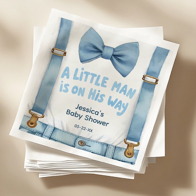 Servilleta De Papel Ropa Baby Shower de Blue Little Man (Little Man Napkins)
