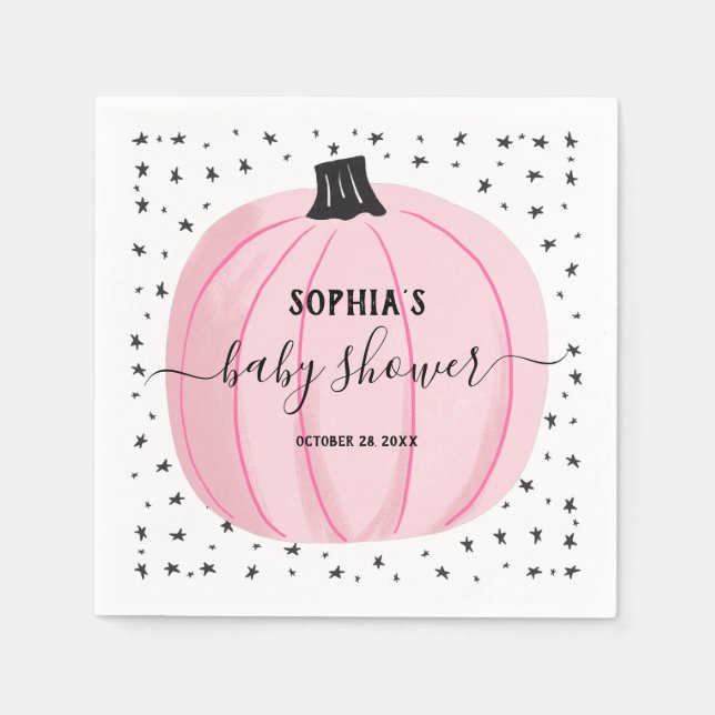 Servilleta De Papel Ropa Baby Shower de calabaza rosa pequeña (Anverso)