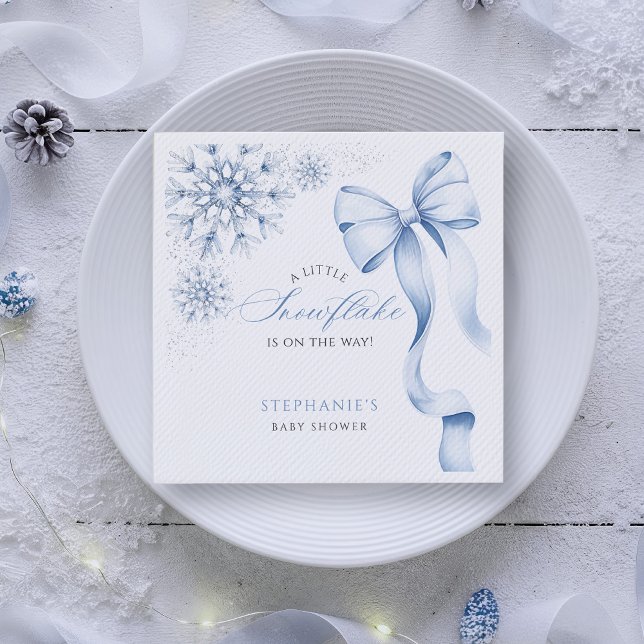Servilleta De Papel Ropa Baby Shower de copo de nieve azul (Subido por el creador)