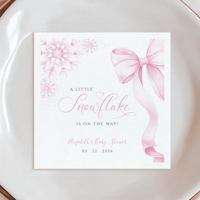 Servilleta De Papel Ropa Baby Shower de copo de nieve rosa (Subido por el creador)