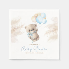 Servilleta De Papel Ropa Baby Shower de oso azul y marrón
