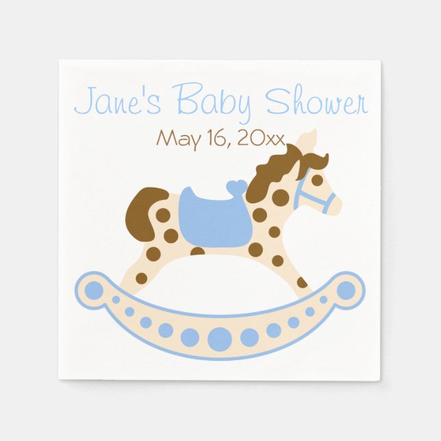 Servilleta De Papel Ropa Baby Shower para caballos de Roca Azul (Anverso)