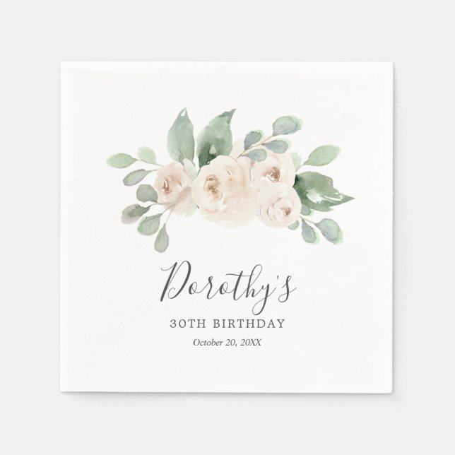 Servilleta De Papel Ropa blanca de cumpleaños 30 (Anverso)