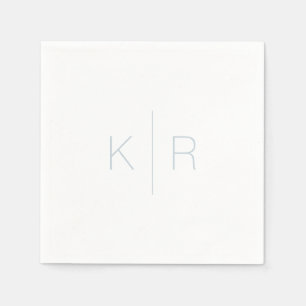 Servilleta De Papel Ropa Boda blanco monograma azul turbio simple