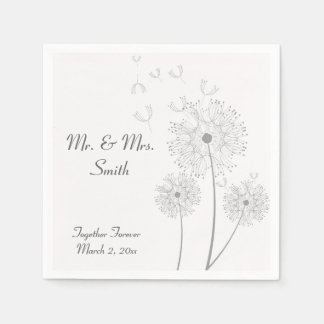 Servilleta De Papel Ropa Boda de Dandelion gris y blanco