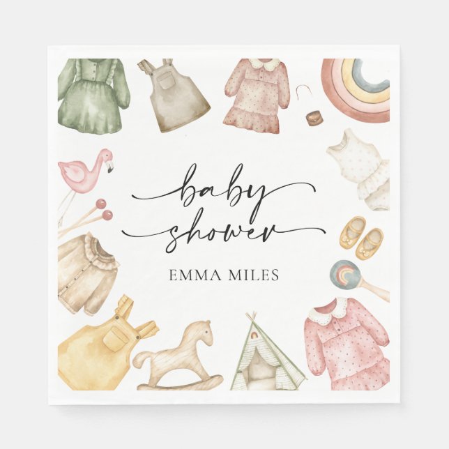 Servilleta De Papel Ropa chica Ropa Baby Shower (Anverso)