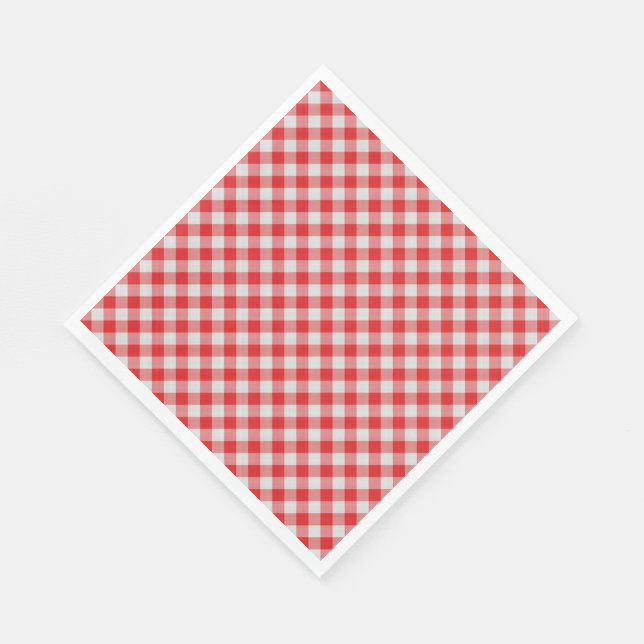 Servilleta De Papel Ropa clásica de papel de Gingham rojo y blanco (Esquina)