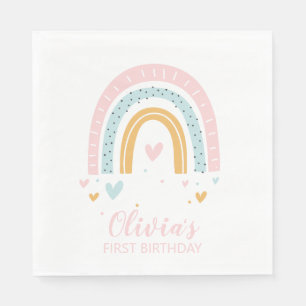 Servilleta De Papel Ropa de arcoiris para el primer cumpleaños