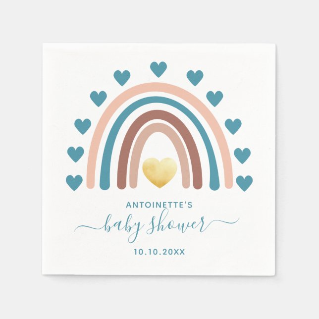 Servilleta De Papel Ropa de Baby Shower arcoiris (Anverso)