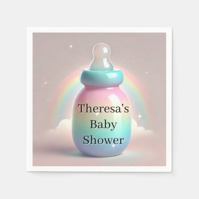 Servilleta De Papel Ropa de Baby Shower arcoiris (Anverso)