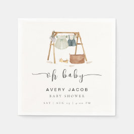Servilleta De Papel Ropa de Baby Shower de Boho Minimalista neutral de