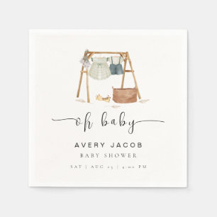 Servilleta De Papel Ropa de Baby Shower de Boho Minimalista neutral de