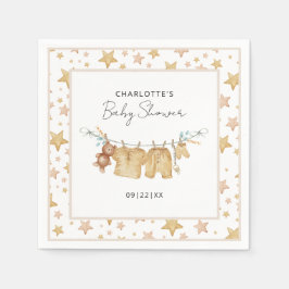Servilleta De Papel Ropa de Baby Shower de Brown Boho