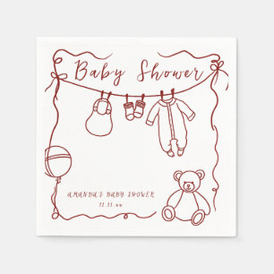 Servilleta De Papel Ropa de bebé dibujada a mano baby shower