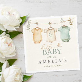 Servilleta De Papel Ropa de bebé en acuarela neutra para baby shower e