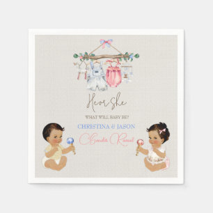 Servilleta De Papel Ropa de bebé género revelan marfil azul rosado
