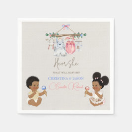 Servilleta De Papel Ropa de bebé género revelan marfil azul rosado