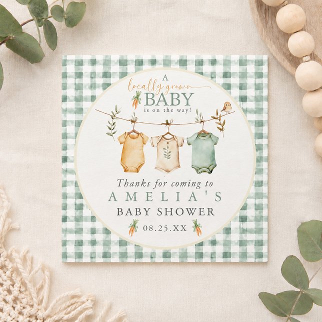 Servilleta De Papel Ropa de Bebé Local Creada para Baby Shower (Locally Grown Baby Clothesline Baby Shower Napkins)