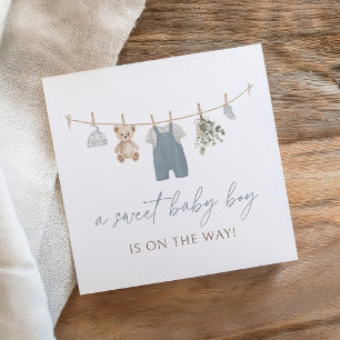 Servilleta De Papel Ropa de bebé niño boho azul Baby Shower