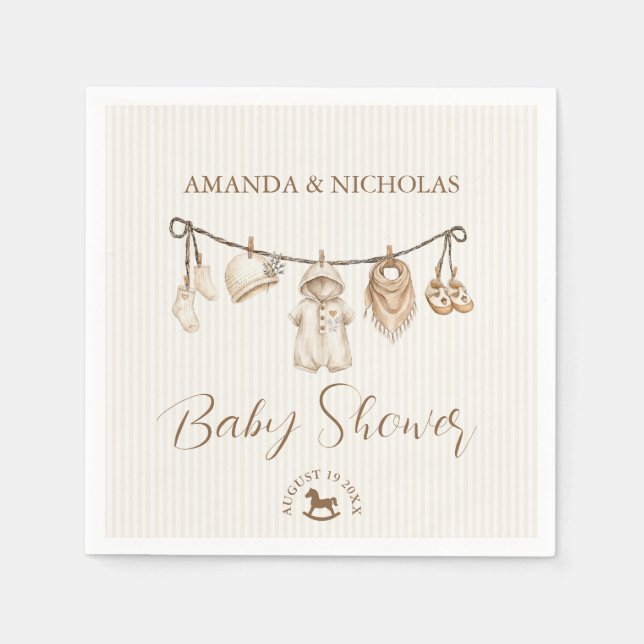 Servilleta De Papel Ropa de bebé Percha Neutral Cumpleaños de bebé Ray (Anverso)