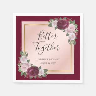 Servilleta De Papel Ropa de Boda floral Burgundy Gold Rubor