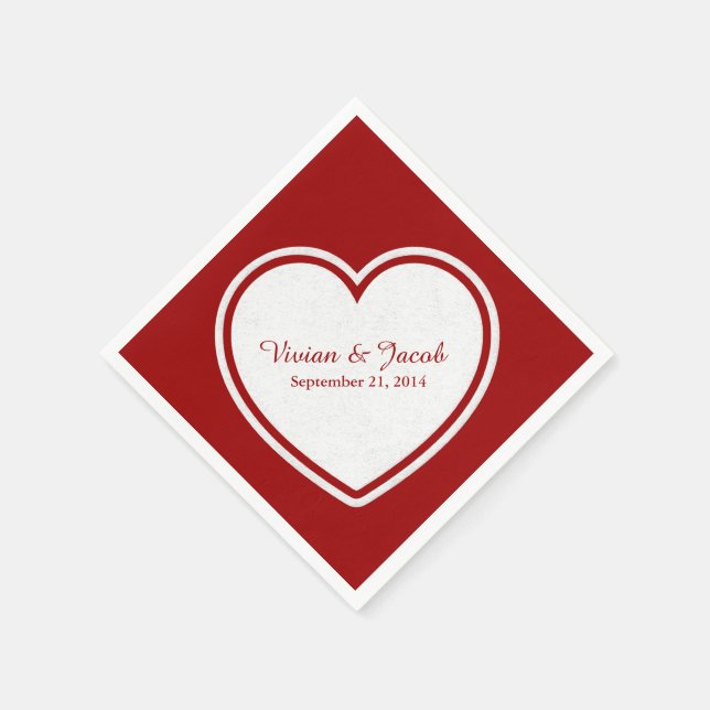Servilleta De Papel Ropa de bodas personalizada roja y blanca (Borde)