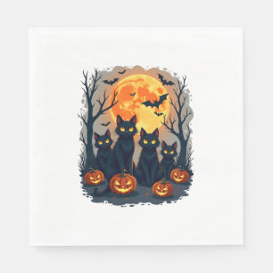 Servilleta De Papel Ropa De Calabaza De Halloween De Gato Negro Retro