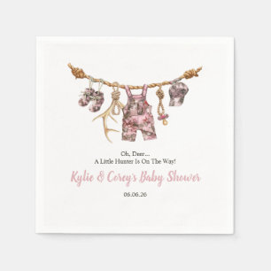 Servilleta De Papel Ropa de Caza Camuflaje Rosa para Baby Shower de Ni