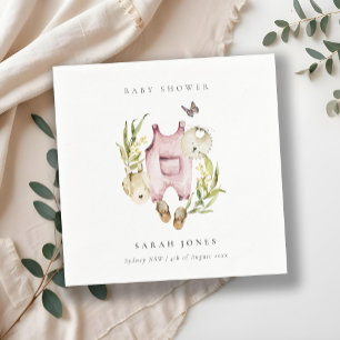 Servilleta De Papel Ropa de Chica de follaje rosa lindo Baby Shower