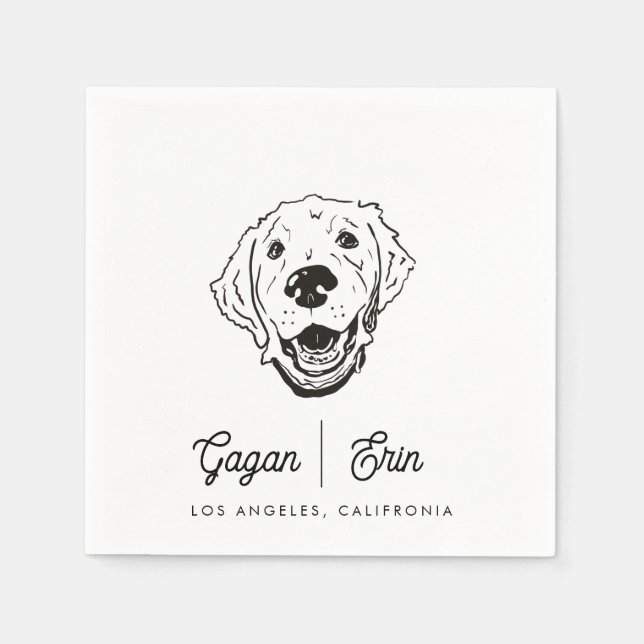 Servilleta De Papel Ropa de cóctel Boda Golden Retriever (Anverso)