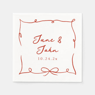 Servilleta De Papel Ropa de cóctel Boda Rojo con detalle de arco rojo