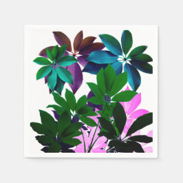 Servilleta De Papel Ropa de cócteles con hojas rosas y verdes