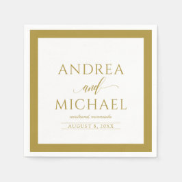 Servilleta De Papel Ropa de cócteles de boda simple y elegante (oro)