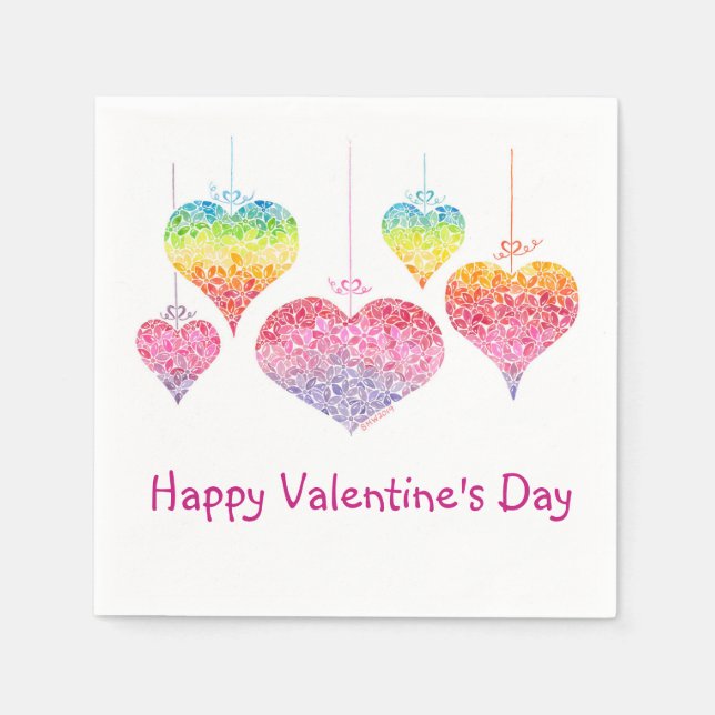 Servilleta De Papel Ropa de cócteles de Heart Valentines (Anverso)